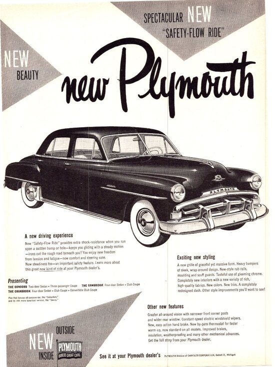 1951 Plymouth Cranbrook Sedan Vintage Print Ad Antique Car 50s Wall Art Man Cave - Picture 1 of 2